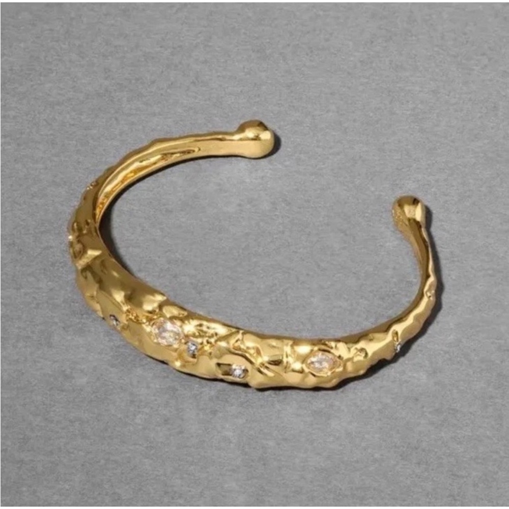 ALEXIS BITTAR • Gold Brut Pavé Crystal Sculptural
Cuff Bracelet - Picture 5 of 12